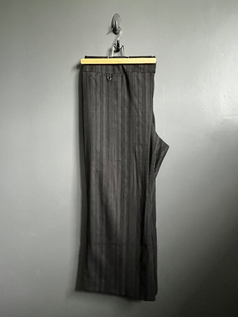 MXM Textured Stripe Wide Leg Pull On Pants Size 22 Charcoal Gray Stretch Career